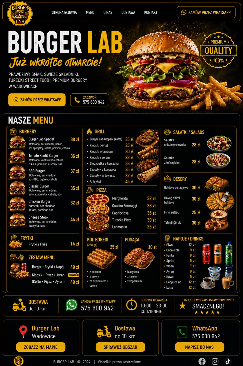 Burger Lab Wadowice menu